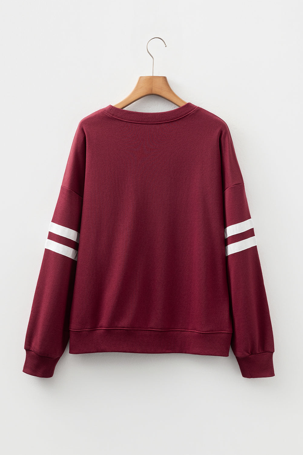 Evergreen Preppy Striped Sleeve Loose Sweatshirt