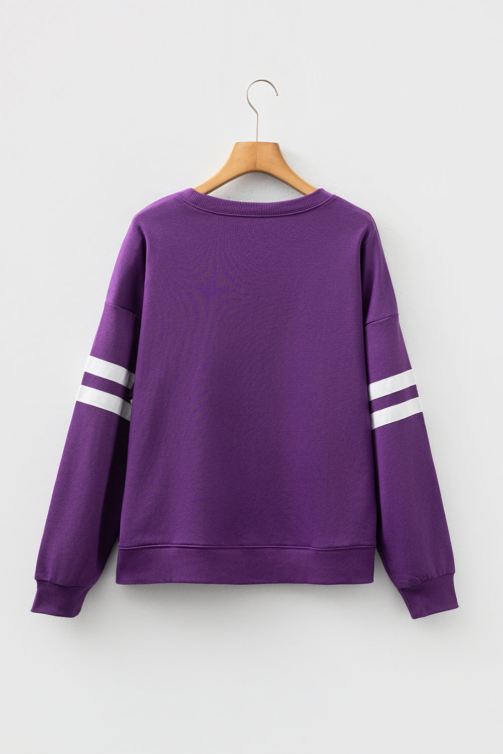Evergreen Preppy Striped Sleeve Loose Sweatshirt