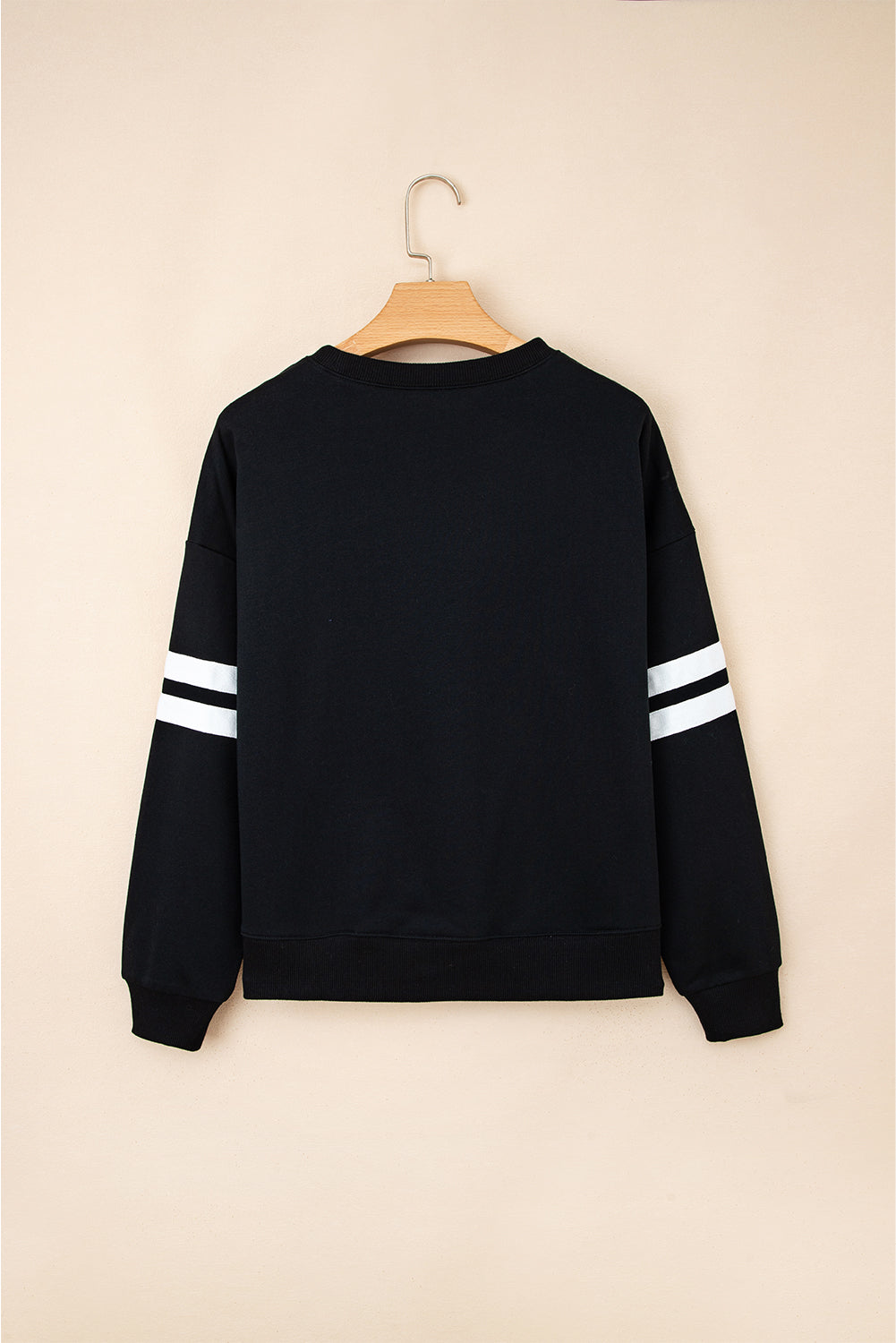 Evergreen Preppy Striped Sleeve Loose Sweatshirt