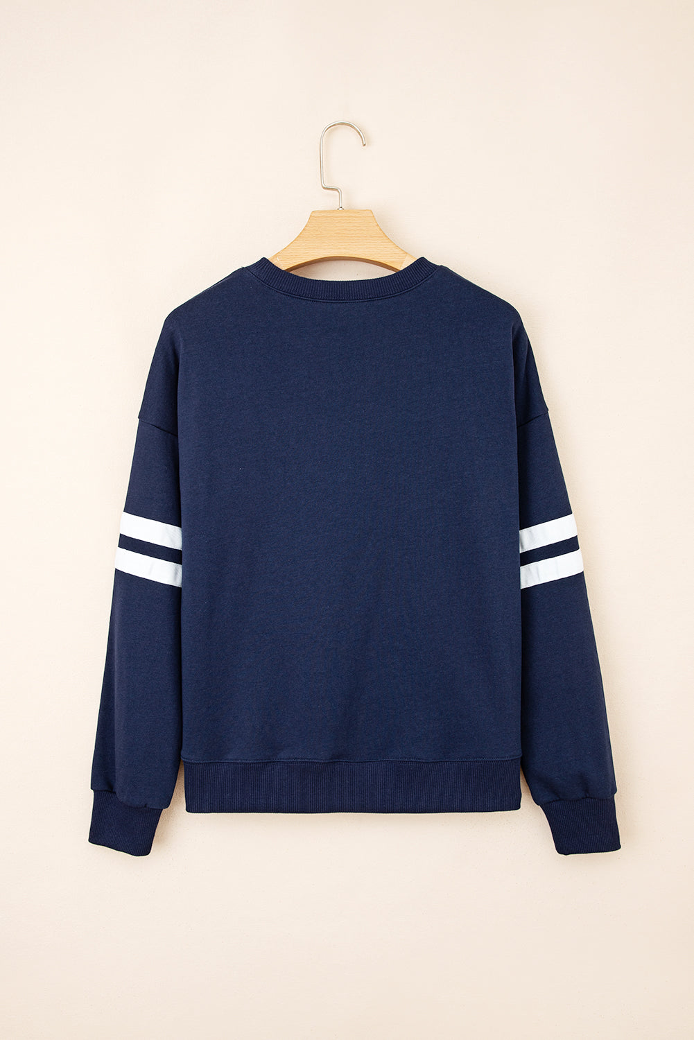 Evergreen Preppy Striped Sleeve Loose Sweatshirt